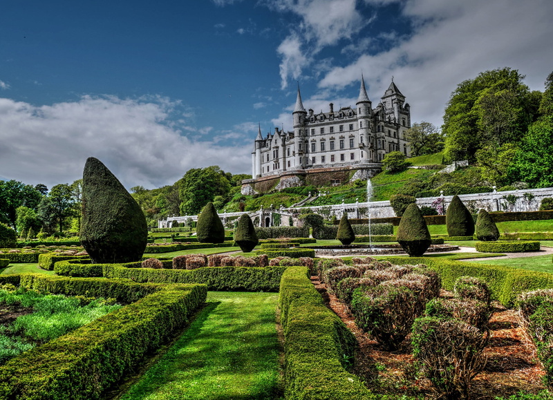 Castle Dunrobin, Dunrobin Castle, 2K, Park, Golspie, Scotland, castle