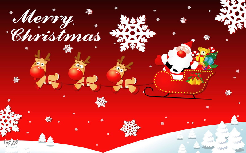 santa, 1080P, christmas, merry, claus, ornament, greeting, tree, deer, card, sledge