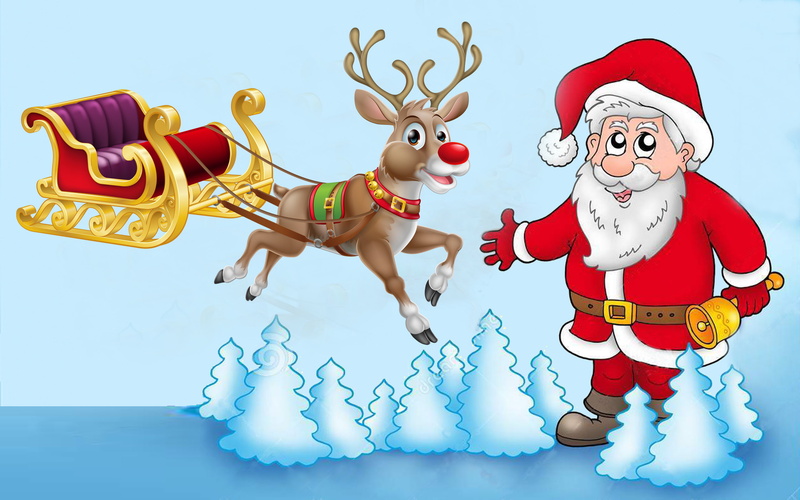 desktop, 2K, new, year, hd, sledge, claus, santa, reindeer, computer