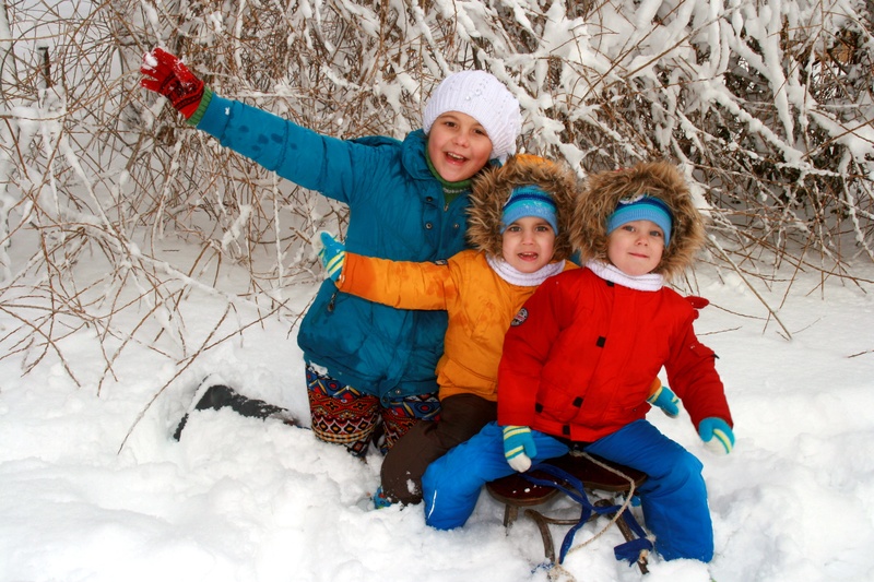 cold temperature, happiness, looking at camera, winter, play, females, men, childhood, white, twins, family, snow, males, sister, emotion, positive emotion
