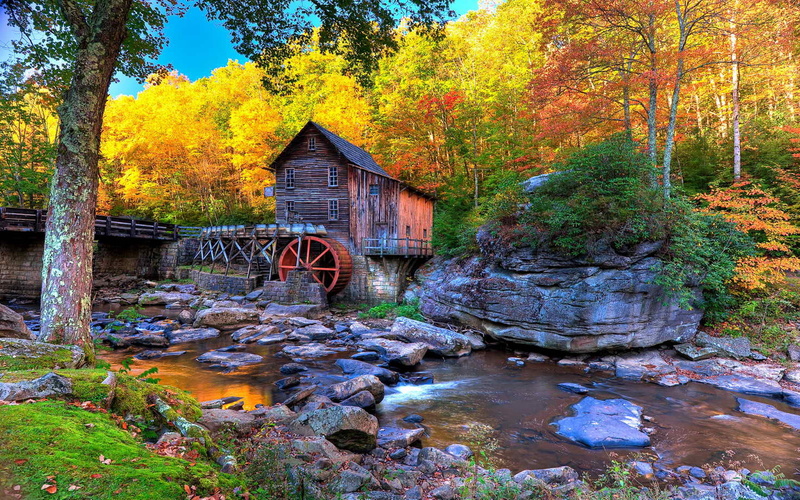 mill, virginia, creek, old, west, state, wooden, glade, abcock, 1080P, park, grist
