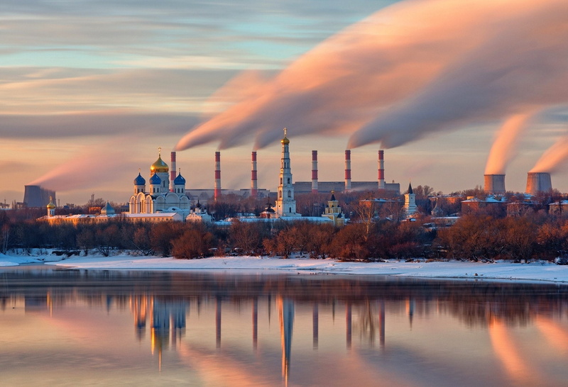 Smoke, Man Made, Reflection, Power Plant, Nuclear Plant, Winter, 1080P, Russia