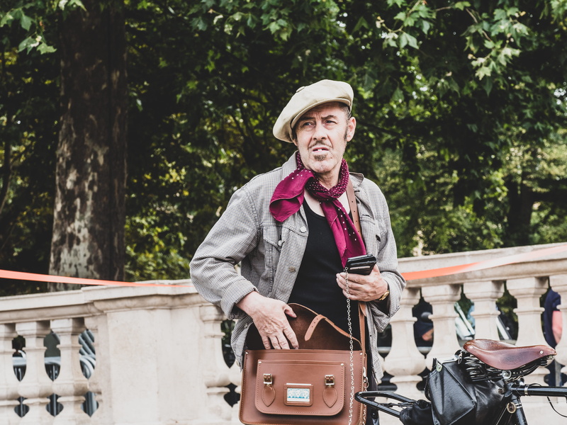 front view, portrait, men, real people, hat, plant, outdoors, holding, transportation, three quarter length, standing, clothing, united kingdom, pall mall