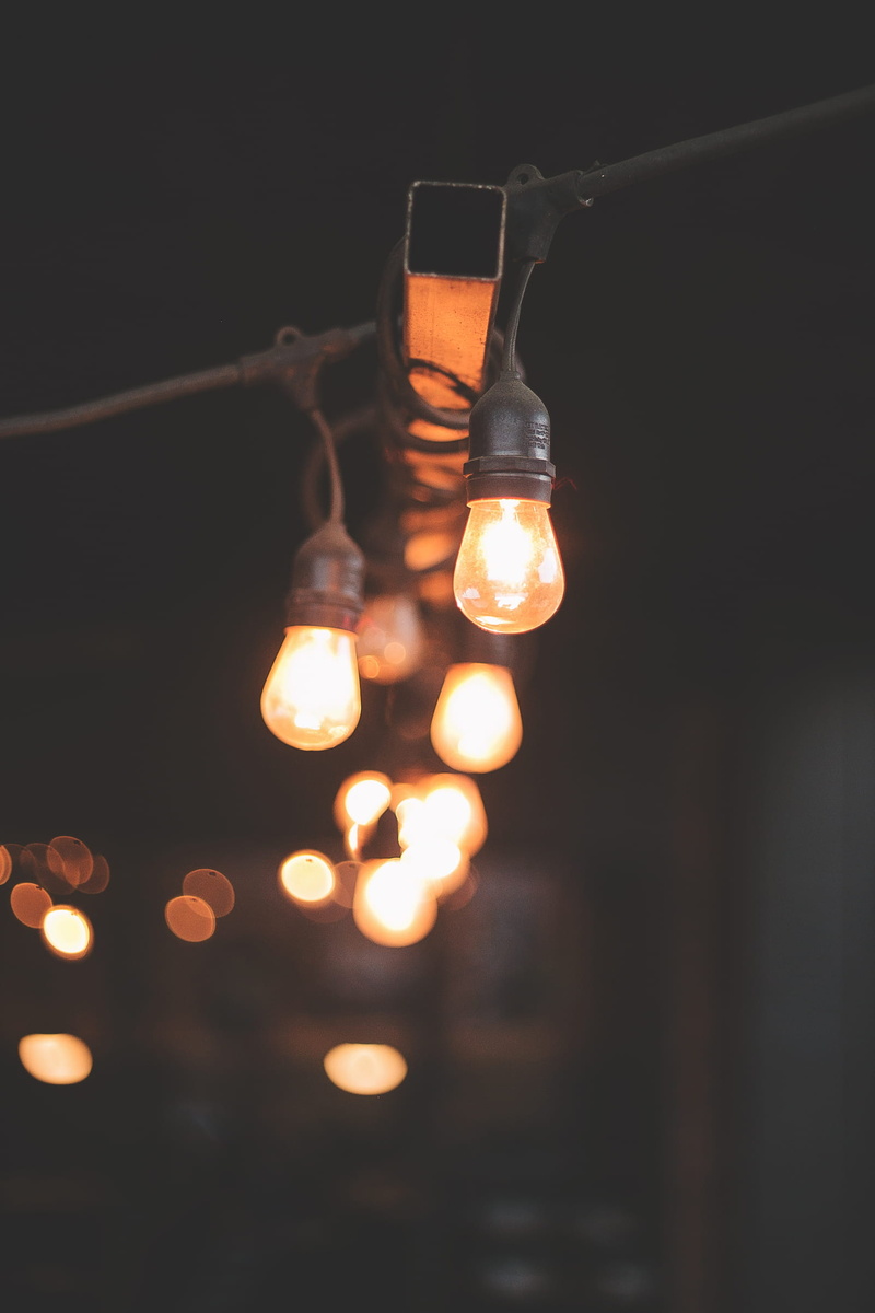 hanging, lighting equipment, close-up, electric light, united states, light bulb, warm, bokeh, light, night, filament bulb, electricity, glass - material