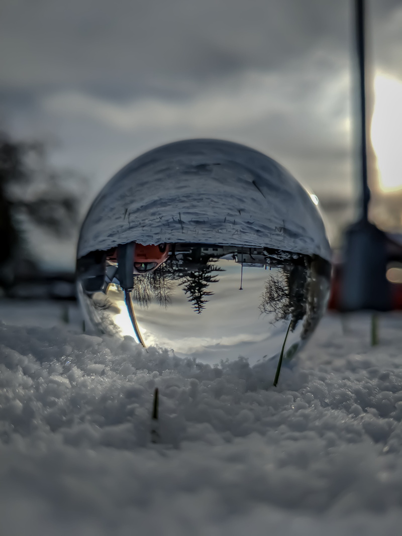 tree, lensball, scenics - nature, glass - material, frozen, outdoors, no people, cold temperature, snowcapped mountain, clouds, cloud - sky, ice, 4K, snow