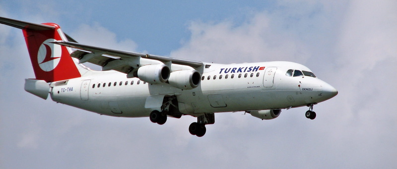sky, mode of transportation, 2K, turkish, rj100, government, day, cockpit, istanbul, plane, flying, jet engine, air force, taking off, business, single object