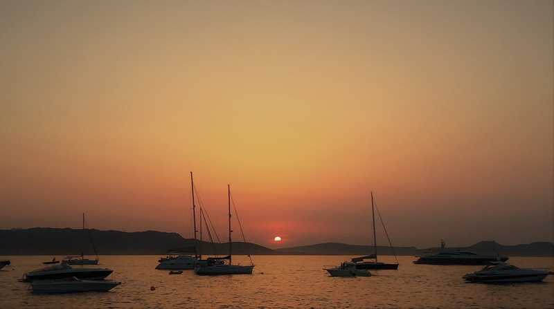 Sardinia, 1080P, Phi Beach, sailing, sea, sunset, Baja Sardinia, Porto Cervo, sailboats, orange, Italy