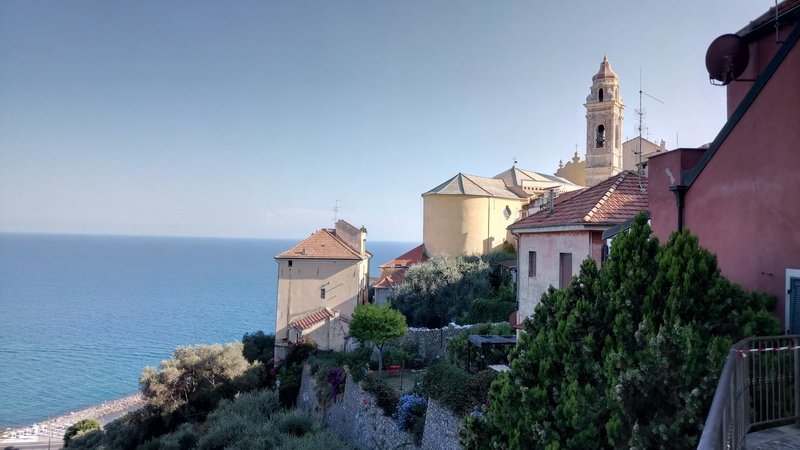 outdoors, liguria, tree, clear sky, italy, water, ponente, vacations, belief, nature, place of worship, village, no people, religion, architecture, day
