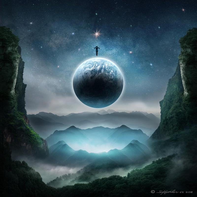 flight, levitation, fantastic, silhouette, 2K, planet