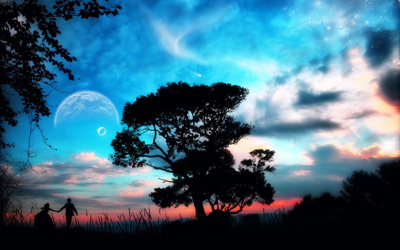 Away, a, me, Fantastic, planet, Come, couple, tree, world, 1080P, With