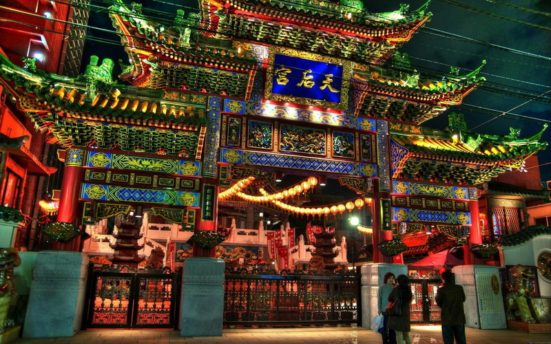 night, splendid, lights, nature and landscapes, chinese, pagoda, 1080P, people