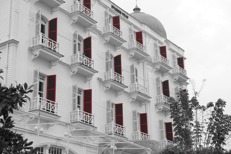 red, staircase, plant, no people, nature, outdoors, railing, 5K, splendid palace hotel in buyukada, residential district, building, tree, sky, city, hotel
