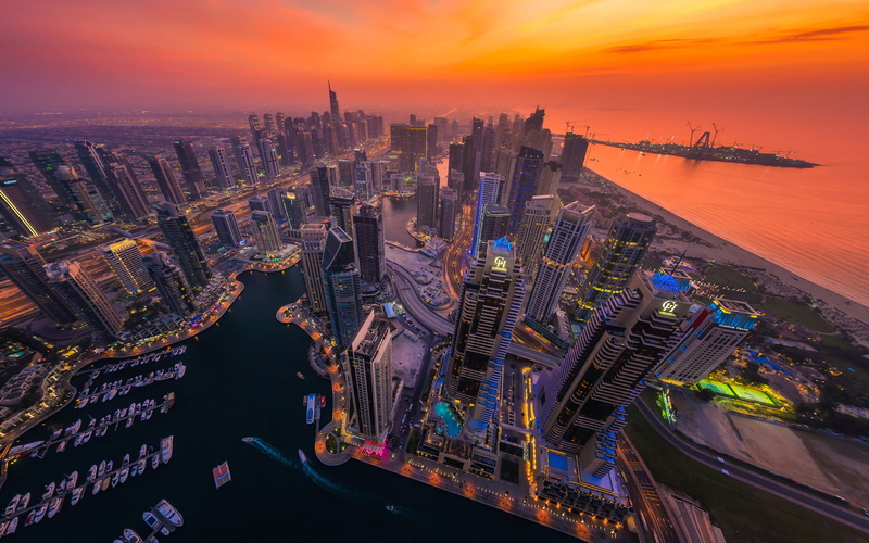 dusk, red, mobile, city, dubai, ultra, desktop, 1080P, hd, spectacular, sky, sunset