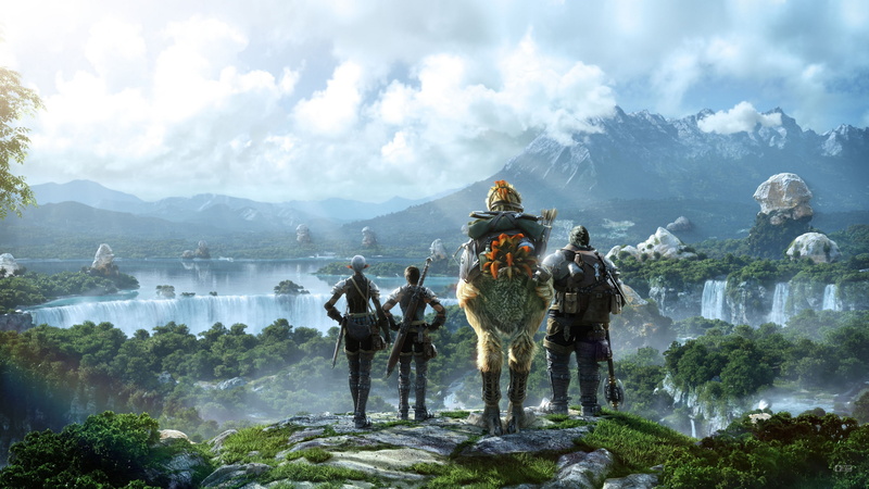 video games, Final Fantasy, digital art, Final Fantasy XIV: A Realm Reborn, Chocobo, Final Fantasy XIV, looking into the distance, fantasy art, 4K, waterfall