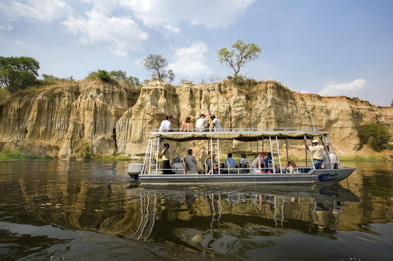 nature, river, tourists, 4K, mountain, rock, safari, cloud - sky, transportation, african, nile, savanna, travel, environment, leisure activity, wildlife