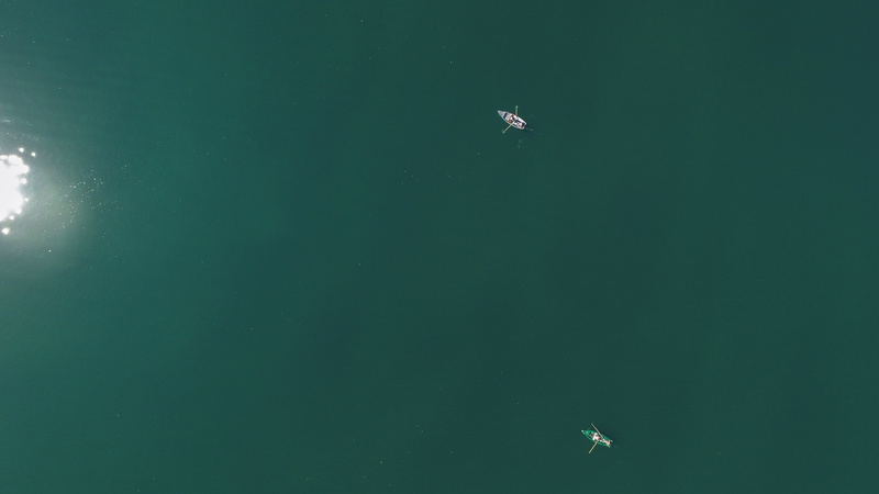 mid-air, beauty in nature, animal wildlife, person, riding, underwater, one animal, vertebrate, outdoors, boats, nature, water, full frame, mode of transportation