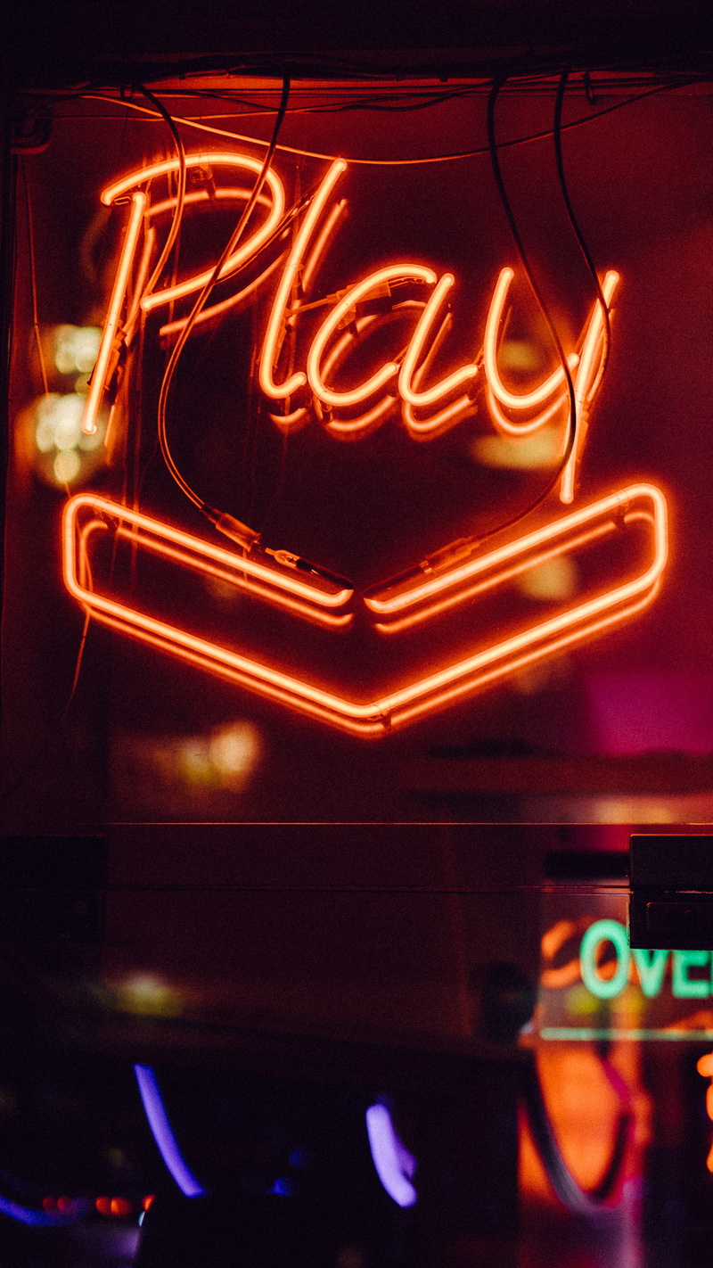sign, 5K, text, capital letter, brightly lit, glowing, close-up, electric light, illuminated, play, no people, light, signage, turned, night, communication