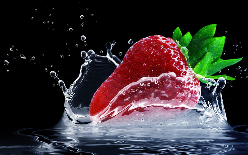drop, indoors, 2K, no people, high-speed photography, Strawberry, freshness, motion, close-up, wellbeing, healthy eating, nature, splashing, fruit, studio shot