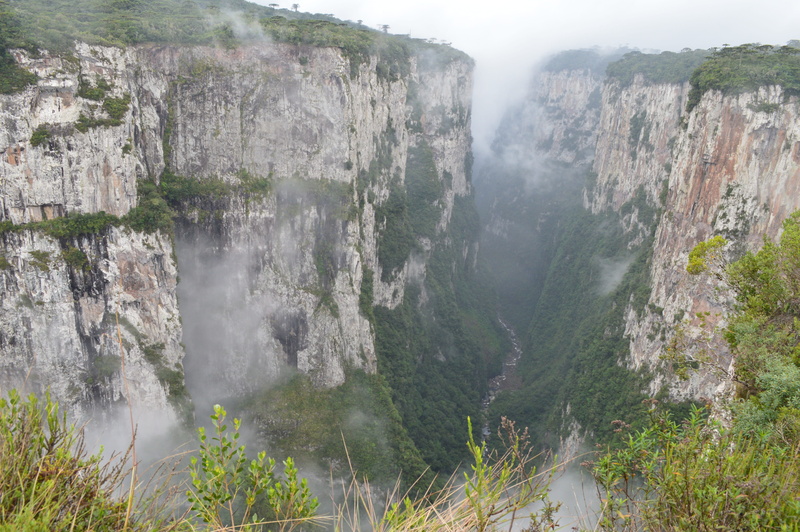 cloud, rock, rock formation, waterfall, ride, tree, solid, outdoors, itaimbezinho, cambará do sul, plant, widescreen, no people, clouds, day, tourism, national park