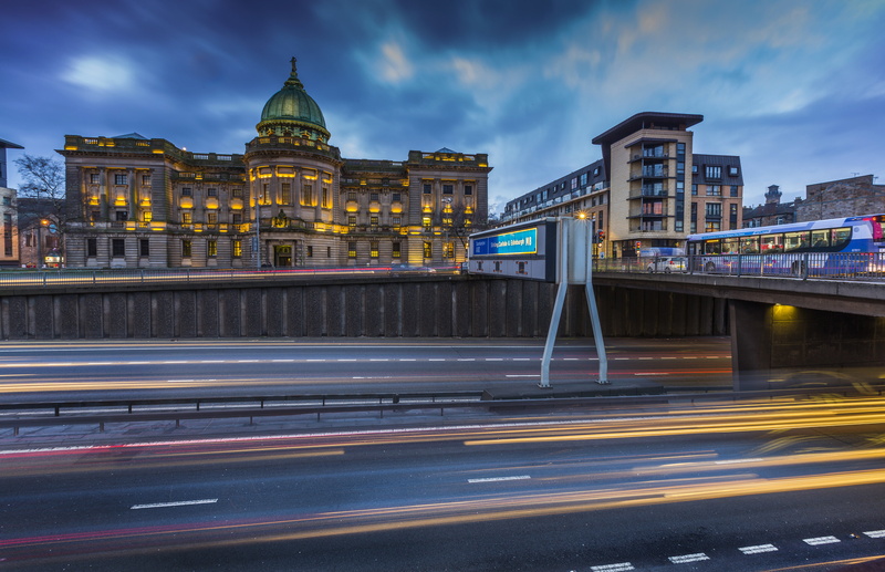 Glasgow, the evening, 4K, bridge, Scotland, lights, Palace, road