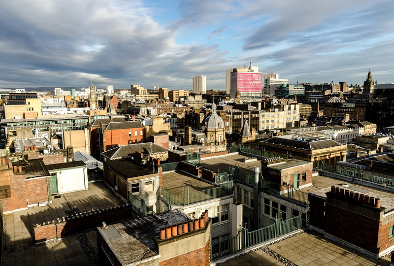 building exterior, settlement, sunlight, scotland, skyscraper, day, residential district, architecture, cloud - sky, roofs, 1080P, roof, city, building