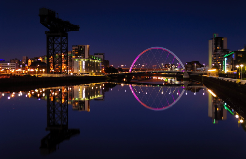 blue, glasgow, cityscape, 2K, city, night, light, university, Cityscapes