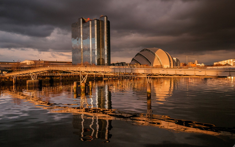 urban Scene, travel, water, urban Skyline, glasgow, city, tower, scotland, nature, tourism, city Life, economy, waterfront, night, glass, modern, sunset