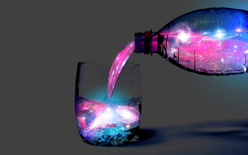 nature, pink color, glowing, glass - material, nebula, reflection, black background, galaxy, space art, indoors, transparent, 1080P, motion, drinking