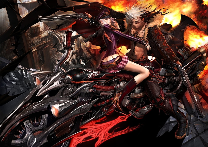 1080P, revolver, red, young women, hairstyle, fashion, night, one person, cigarette, girl, high angle view, human body part, lifestyles, bonfire, mode of transportation