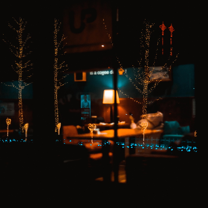 city, motion, 4K, furniture, couch, monitor, outdoors, window, glowing, wet, architecture, steeple, building exterior, lcd screen, lighting, building