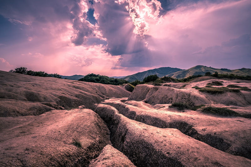 volcano, vulcano, clouds, brown mountain, travel, 1080P, hiking, Vulcanii Noroiosi, hike, light, Romania, mountain, Buzău, nature, sky, outdoor, lines