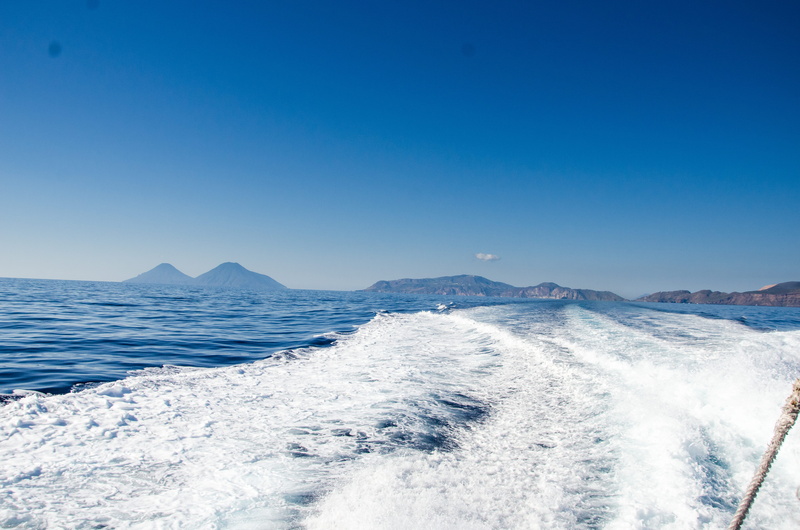 sky, blue, sicily, water, copy space, idyllic, waterfront, aeolian island, vulcano, italy, clear sky, mountain, 4K, aquatic sport, beauty in nature, nature