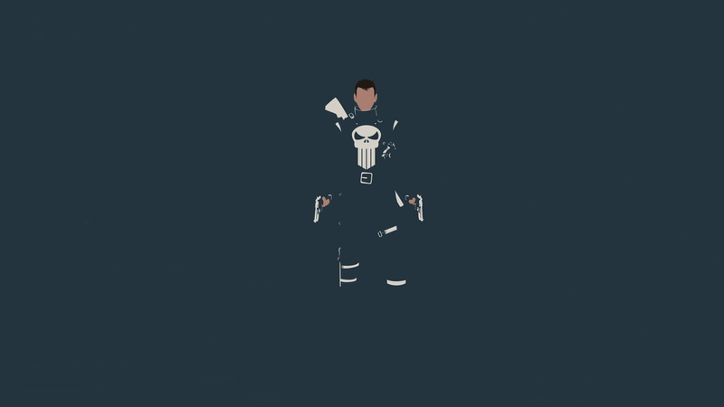 1080P, The Punisher, minimalism, skull, Marvel Comics