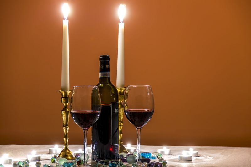 bottle, two, lifestyle, love, anniversary, no people, household equipment, delicacy, senses, container, wine cork, candlelight, black, burning, refreshment