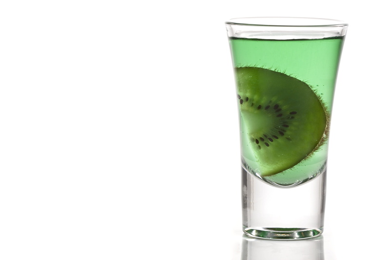 household equipment, alcohol, close-up, glass, green, herb, still life, copy space, cut out, kiwi, no people, green color, fresh, hard liquor, drinking glass