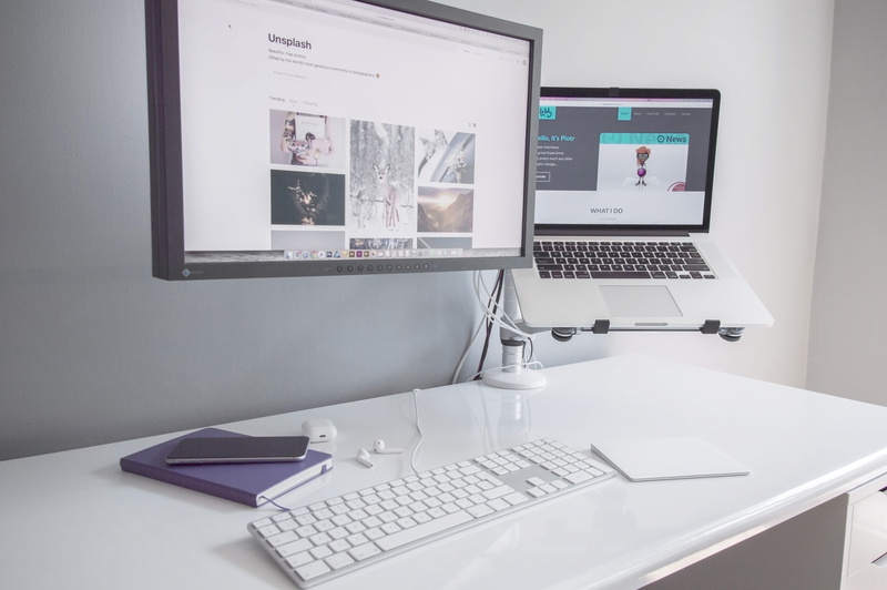 computer equipment, clean office, computer monitor, 5K, phone, wireless technology, screen, communication, computer, computer network, minimal desk, indoors
