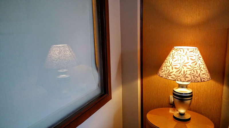 lighting, light, hotel, inside, ornate, lamp shade, window, hotel room, night table, domestic room, illuminated, interior design, indoors, luxury, home interior