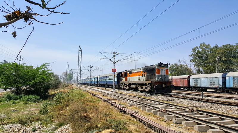 nature, bracket, azure sky, track, vehicle, train track, no people, cable, outdoors, patiala, land vehicle, mode of transportation, rail transportation