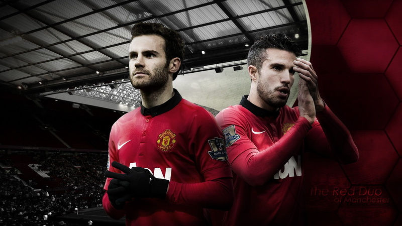 young adult, match - sport, stadium, two people, beard, sports clothing, juan mata robin van persie manchester united, 1080P, young men, waist up, men