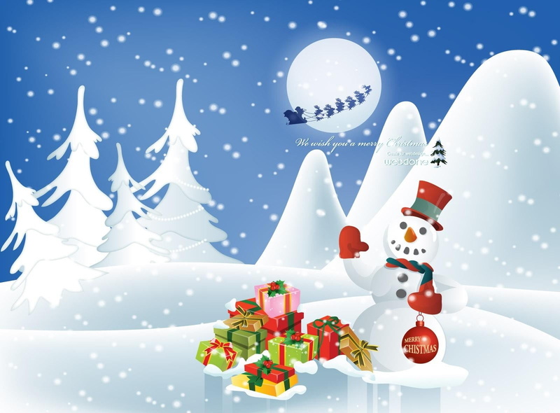 snowflake, snowman, flying, happiness, moon, holiday, tree, white, blue, nature, season, ornate, illustration, creativity, new year, sky, christmas Ornament
