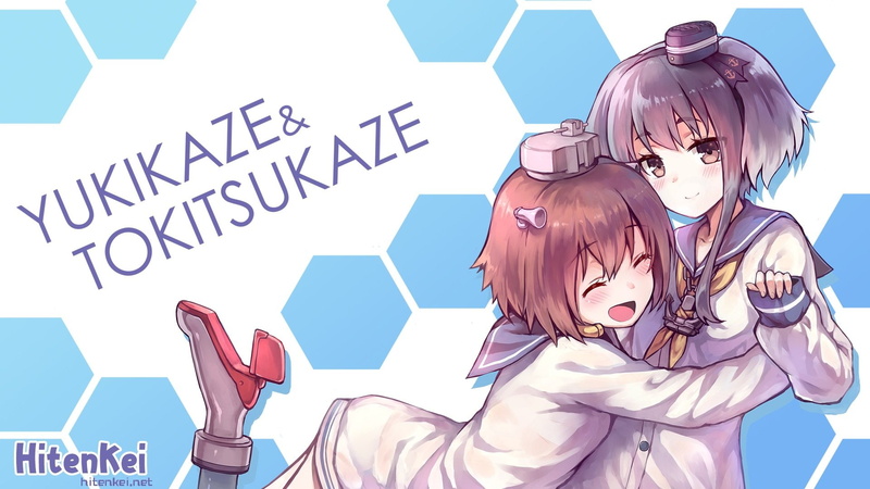hair, kantai, goane, hug, boots, ryu, hiten, kancolle, eyes, girls, yukikaze, 1080P, collection, tokitsukaze, short, brown, blush, hat