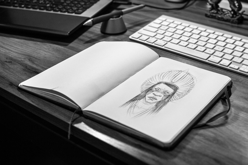 indoors, computer equipment, technology, connection, brazil, sketchbook, still life, table, 4K, sketch, business, wireless technology, pen, computer, american