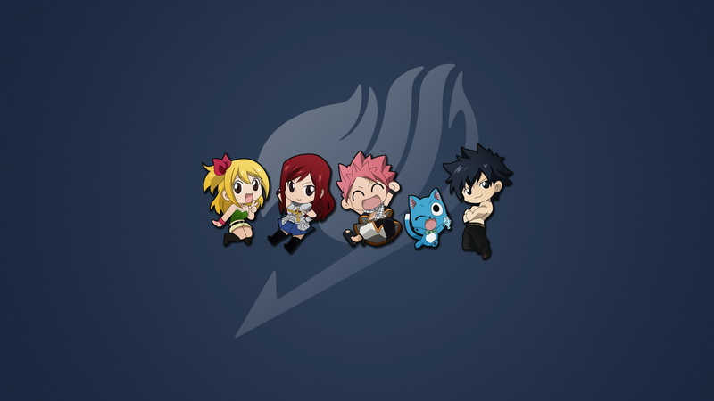 chibi, Dragneel Natsu, 1080P, anime, Heartfilia Lucy, minimalism, Fullbuster Gray, Fairy Tail, Scarlet Erza, manga, Happy (Fairy Tail)