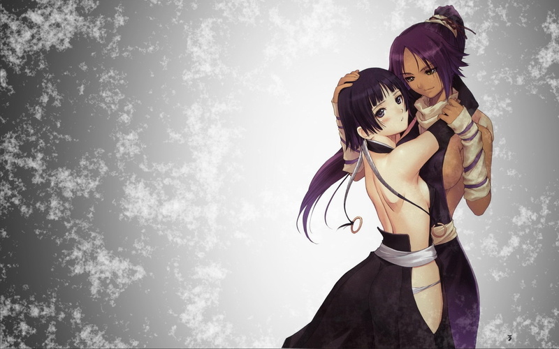 art, soi, two, x, 1080P, shihouin, lesbians, women, yoruichi, bleach, hd, anime, girls, fon