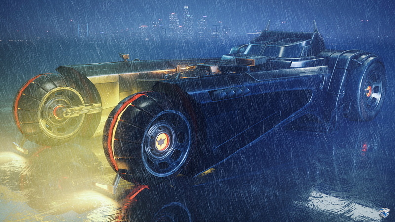 artwork, Batmobile, rain, 1080P, Batman, car, vehicle