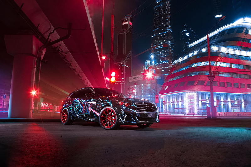 Blue, Light, Batman vs Superman, Red, Infiniti, QX70, 1080P, Car