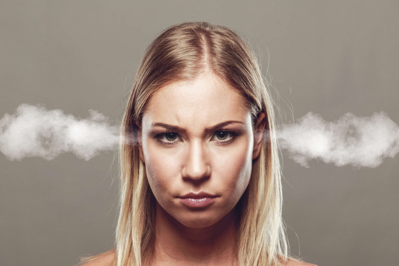 young adult, smoking ears, angry, lips, face, gray, looking at camera, hair, depression - sadness, beautiful woman, photoshoot, headshot, studio shot, effect