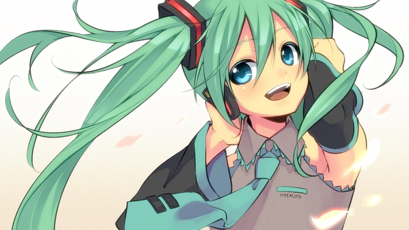 head, vocaloid, sleeves, anime, bare, armpits, green, miku, twintails, open, mouth, hair, tie, long, hands, ornaments, 1080P, eyes, girls, hatsune, blue