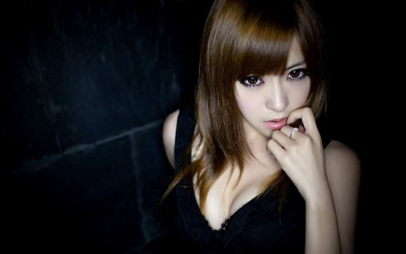 women, portrait, hands covering mouth, black background, girl, top, sleeveless, adult, s, beautiful woman, hair, one person, young adult, contemplation