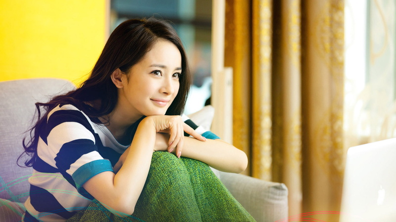 lifestyles, beautiful woman, Asian, young adult, furniture, 1080P, Chinese, Yang Mi, hair, window, happiness, fashion, portrait, relaxation, indoors, one person